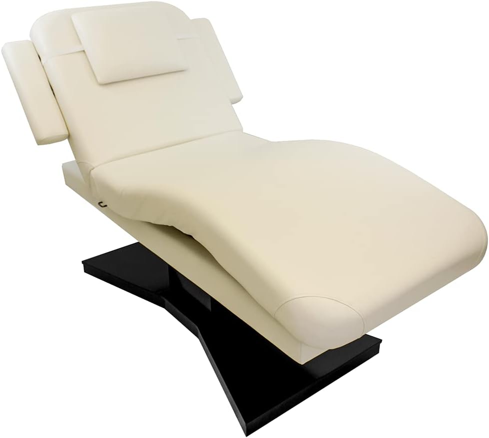 Milo Electric Massage Table, Facial Bed Beige top and Dark