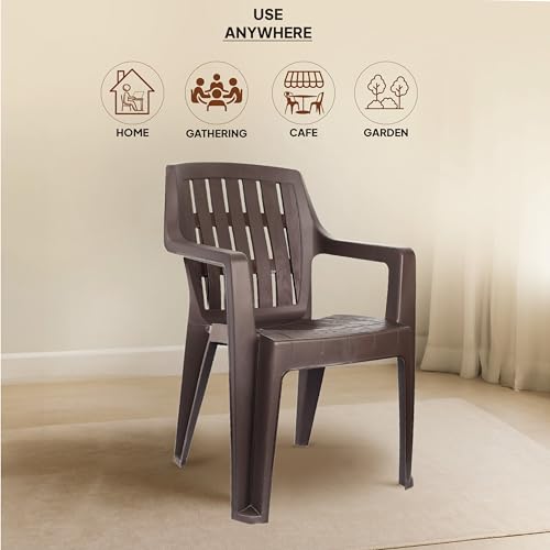 Image of Cello Ritzy Chair Set of 2, Matte Brown | Unbreakable, Durable & Strong | Blended PP Material, Easy to Clean | Plastic Chair for Living Room, Home & Office | 3 Years Warranty - Manufacturing Defects