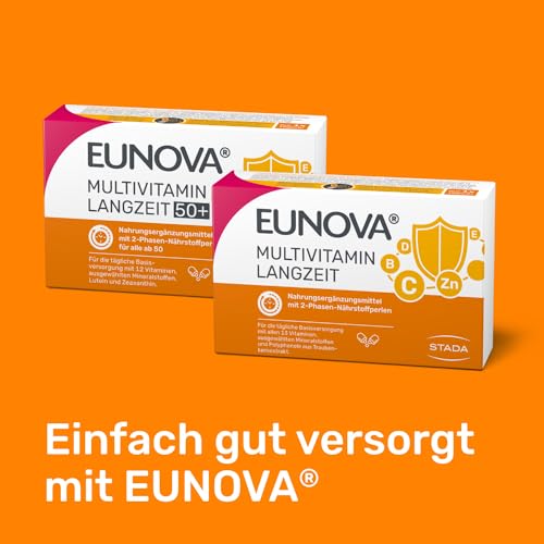 Eunova Langzeit - Nahrungsergänzungsmittel mit allen 13 Vitaminen, mit wichtigen Mineralstoffen und Carotinoiden - 1 x 30 Kapseln