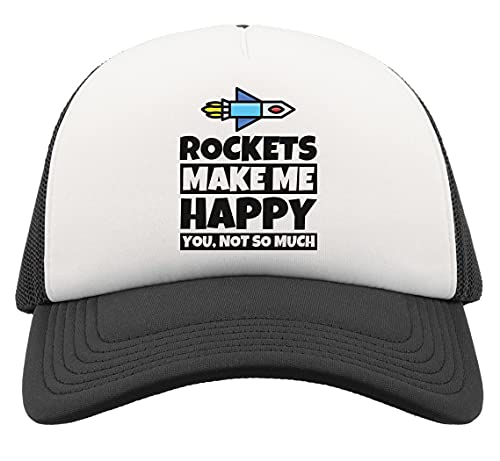 Gorra de béisbol Rockets Make Me Happy negra con media malla contra el sudor y visera curva