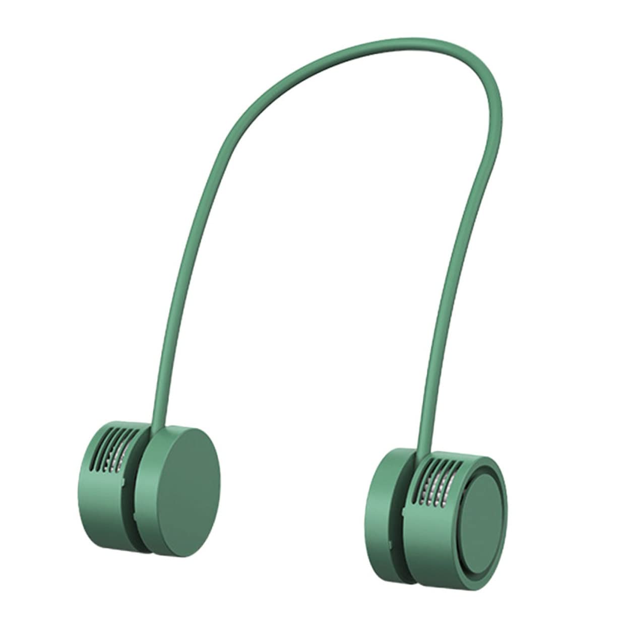 Ventilatore da Collo Portatile USB Ricaricabile Piccolo 1800mah | Verde, Abs e Silicone Lega di Alluminio, Regolabile e Leggero, Vacanze Estive Viaggio Outdoor