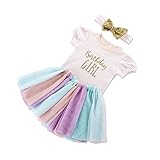 Baby Aspen My First Birthday 3 Piece Rainbow Outfit for Girl
