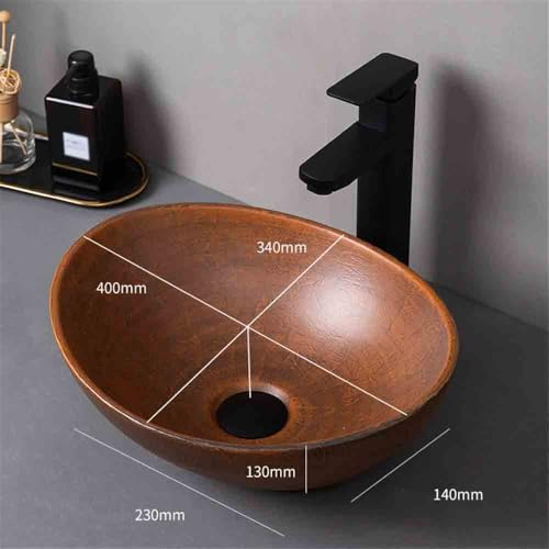 Vasque en céramique pour extérieur et intérieur, lavabo rétro de jardin avec accessoires - 3