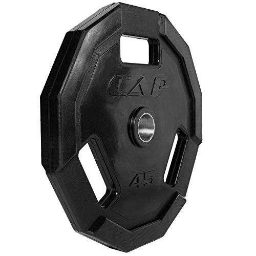 Cap Barbell 12-Sided Rubber Olympic Grip Weight Plates, Black, Single, 45 Pound #TOP2