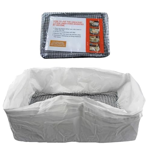 Bolsa de arena para gatos – Bolsas reutilizables para cajas de arena para gatos con red de filtro | 10 bolsas de arena para gatos con cordón | Forros caja arena perfumados con cordón para limpieza