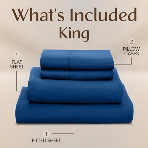 Image of Utopia Bedding King Size Sheet Set - 4 Piece Bed Sheets, Soft and Breathable Microfiber, Includes 1 Fitted Sheet, 1 Flat Sheet and 2 Pillowcases - Oeko Tex (Dusk Blue)
