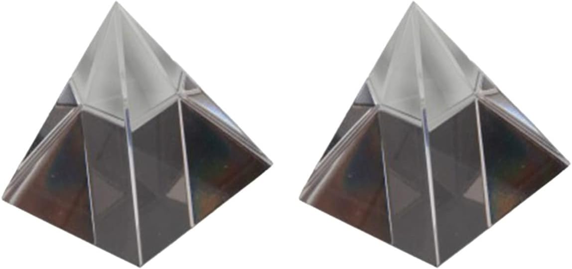 TEHAUX 2pcs Optics Physics, Pyramid Optical Light Rainbow Glass Mm Shape for Prism Instruments Principle Spectrum Research Experiment Teaching Crystal Sides Clear Four