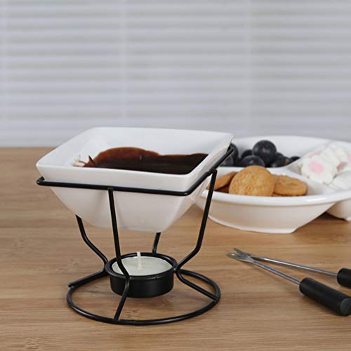YARNOW 1 Set of Ceramic Butter Warmer Fondue Pot with Tealight Candle Chocolate Melt Pot Butter Cheese Melt Hot Pot for Cheese Chocolate - Thumbnail 4