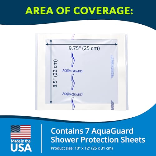 TIDI AquaGuard Sheet – 10” x 12” – Shower Protection Sheet – Self-Adhesive Moisture Barrier – Made Without Latex – Wound Cover For Showering – 7 Sheets Per Package – Home Medical Supplies (50011-PKG) - Image 3