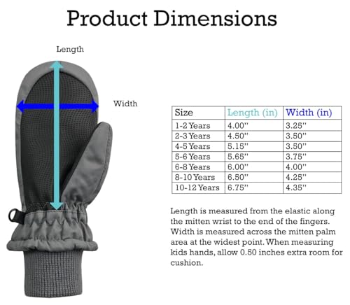 Image of N'Ice Caps Kids Waterproof Snow Mittens Cold Weather Thinsulate Insulated | Toddler Gloves with Easy-On Extra-Wide Hook and Loop Flap, Durable Grippers Provide Dexterity for Winter Play and Skiing
