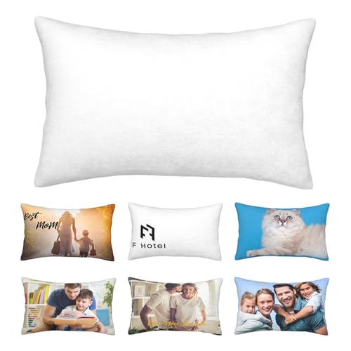 JRASJNI Custom Decorative Pillowcase with Couple Photo Customized Throw Pillow Cover Personalized Pillowcases for Sofa Cushion Bed Decor Customize Love Pillowcase with Picture BlankWhite 14x20