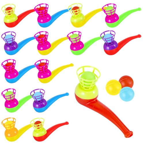 15 PCS Tubo de Soplado Flotante, Juego de Bolas de Pipa de Soplado, Bolas Flotante de Plástico, Juguete de Bola Flotante para Niños, para Fiestas, Cumpleaños, Recompensas del Juego (Color Aleatorio)