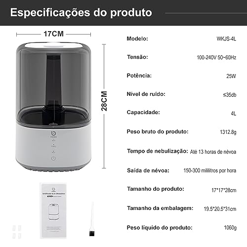 Umidificador de Ar Ultrassônico Inteligente, Difusor de Aromas, Difusor de Oleo Essencial, Pode ser