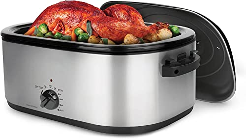MITORI 22 Quart Electric Roaster Oven Stainless Steel with Self-Basting Lid, ART-712SB