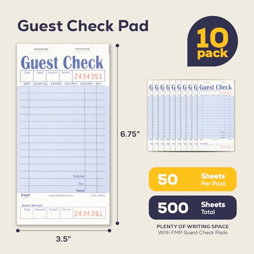Bloc de chèques d'invité restaurant perforé 1 partie avec reçu de commande bar - 3