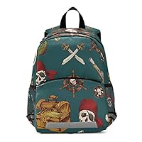 ISAOA Toddler Backpack with Reins for Boys Girls,Pirate Skull Treasure Children Backpack Rucksack Daycare Bag Preschool Nursery Travel Bag with Chest Clip