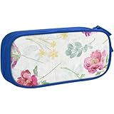 筆箱おしゃれ大容量多機能 美しい春の新鮮な花柄 男女兼用 学生用 筆入れ 鉛筆ケース 多機能 洗面用具バッグ 大容量 軽量 文具収納 人気 高校生 中学生 小学生 通学 子供 男女兼用 贈り物 Blue