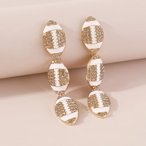 Acrylic Football Dangle Earrings Punk Football Sports Earrings Rhinestones Rugby Earrings Football Jewelry for Women2