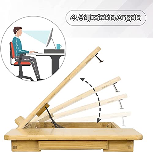 Kixre Laptop Desk, Bamboo Adjustable Lap Desks Table, Foldable Bed Desk with Drawer, Breakfast Serving Tray Table, Floor Table for Laptop, Sofa Couch, Writing Eating Surfing Reading, Portable Desk - Image 5