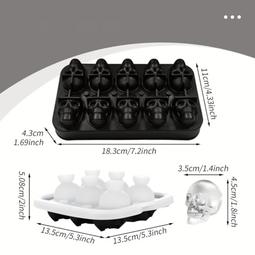 Molde de silicona para cubitos 3D calavera miniatura 3