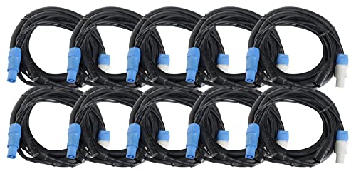 Pronomic Stage PPD-5 Cable Híbrido Powerplug/DMX Set de 10 - Cable combinado para alimentación y señal DMX - Sin enredos al conectar efectos de luz - Longitud: 5 m - Negro