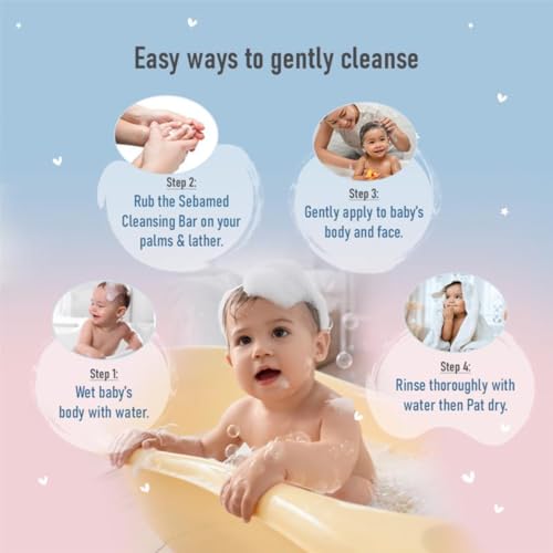 Image of Sebamed Baby Cleansing Bar|pH 5.5 |Newborn bathing|Soap Free|Tear Free|150 gm