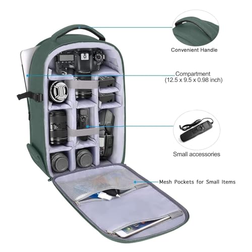 Mochila para cámara MOSISO impermeable con compartimentos miniatura 2