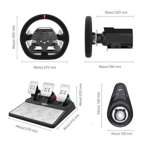 Image of PXN V10 Force Feedback Steering Wheel Detachable Racing Wheel 270 /900 Degree Race Steering Wheel with 3-Pedals and Shifter Bundle for PC, PS5,PS4,Xbox One, Xbox Series X /S