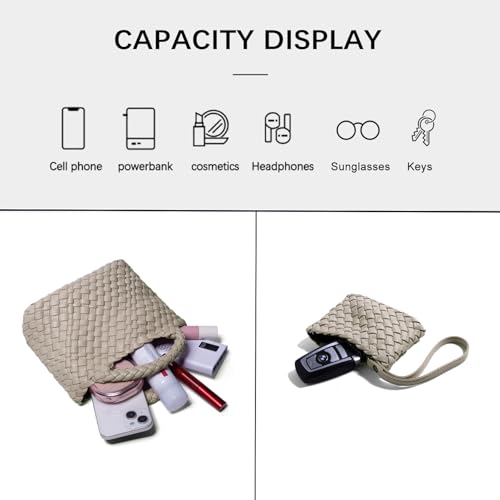 Image of Woven Tote Bag for Women with Coin Purse, Foldable Chain Small Crossbody Handbags, Fashion Shoulder Bag, Hobo Satchel