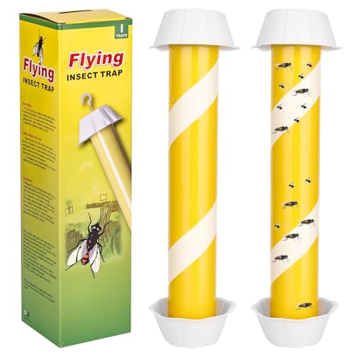 smtfcty 2 Stück Fliegenfalle für Innenbereich & Außenbereich, Groß Fruchtfliegenfalle zum Stellen & Aufhängen Fliegenfänger Mückenfalle mit Klebestreifen Abwehr Gegen Mücken