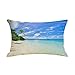 Epinki Funda Almohada 50x30, Fundas Cojines Mar Playa Cielo Funda Cojin Sofa Exterior Lino (Verde Azul, 4Pcs)