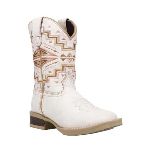 Roper Girls Monterey Aztec (Toddler/Little Kid) Western Boot, White, 22