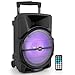 Wireless Portable PA Speaker System -1200W High Powered Bluetooth Compatible Indoor and Outdoor DJ Sound Stereo Loudspeaker w/ USB SD MP3 AUX  3.5mm Input, Flashing Party Light & FM Radio -PPHP1544B