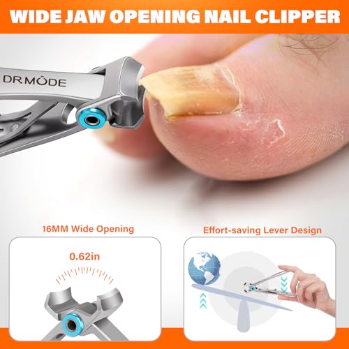 Profi Nagelknipser Fußnägel, DRMODE Zehen Nagelknipser Groß für Senioren Dicke Nägel mit Breiter Öffnung, Scharfer Nagelzwicker Nail clipper Langer Griff mit Schräg Gebogener Klinge