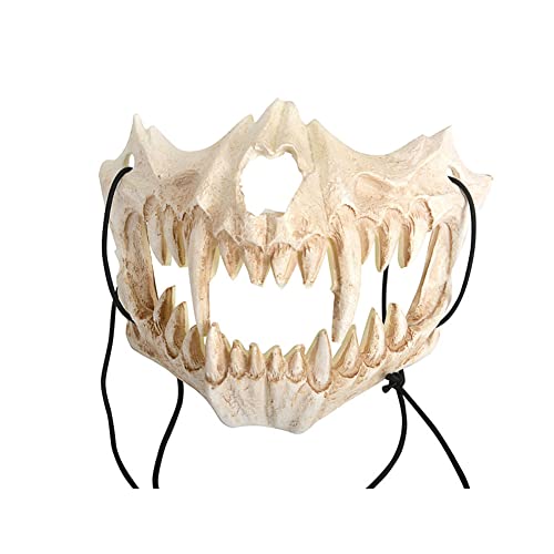 Ysislybin Masque d'Halloween, le tigre cosplay, demi-visage, le crâne décoratif, le squelette, demi masque facial pour carnaval, Halloween, performance de scène Cover