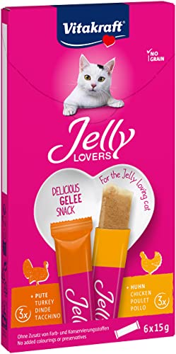 Vitakraft - Jelly Lovers, Snacks de Gelatina para Gatos, Variedad Pollo y Pavo - 6 Unidades x 15 g Cover