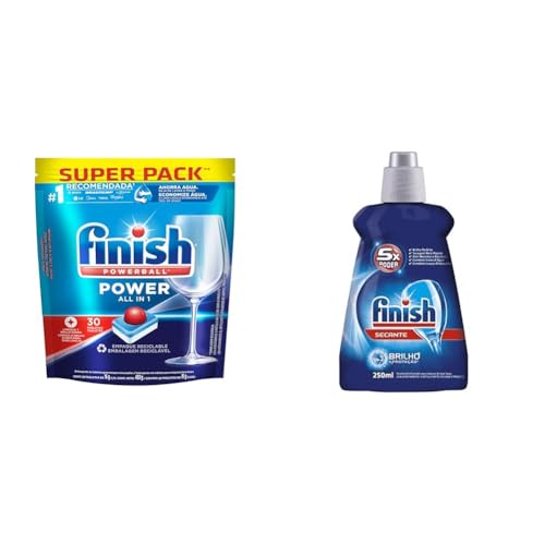 Kit Finish Powerball Tabletes 30 Unidades + Abrilhantador Secante 250ml