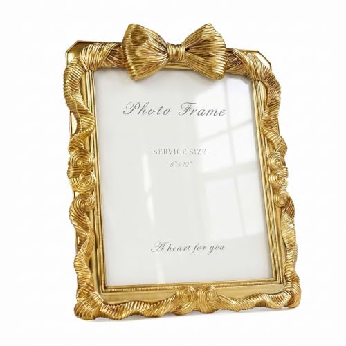 Cuspin 8x10 Gold Picture Frame, Vintage Bowknot Ornate Resin Frame