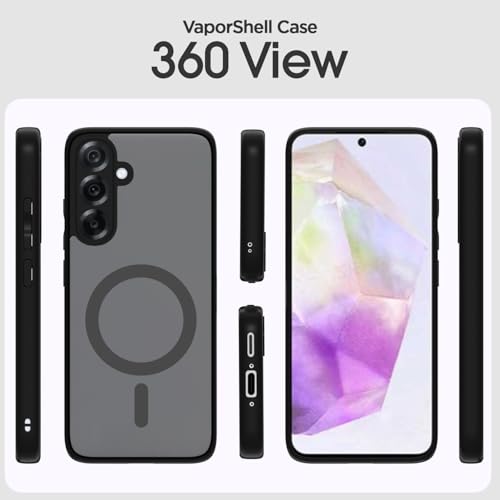 Image of Amazon Basics Back Cover for Samsung Galaxy A36 5G Compatible with Mag-Safe Smoke Back | Shockproof Design | Hard Transparent Back Case (Black Smoke Mag-Safe)