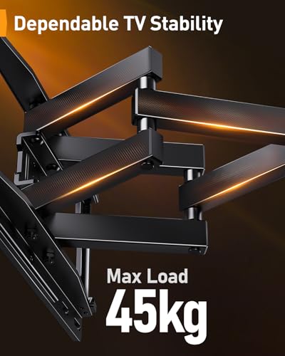 Perlegear TV Wandhalterung für 26-65 Zoll TVs bis 45 kg, LED-Hintergrundbeleuchtung mit Musik-Synchronisation, Max VESA 400x400mm mit Schwenk, Erweiterungs und Neigefunktion PGMF20 – Bild 7