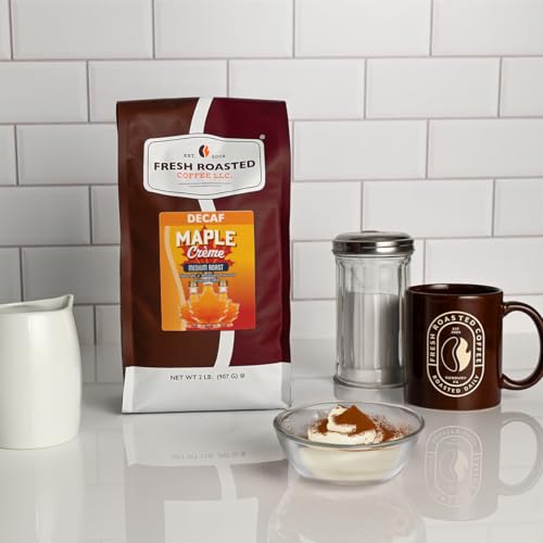 Image of Fresh Roasted Coffee, Decaf Maple Creme Flavored Drip Ground Coffee, Medium Roast, Kosher, 2 lb (32 oz)