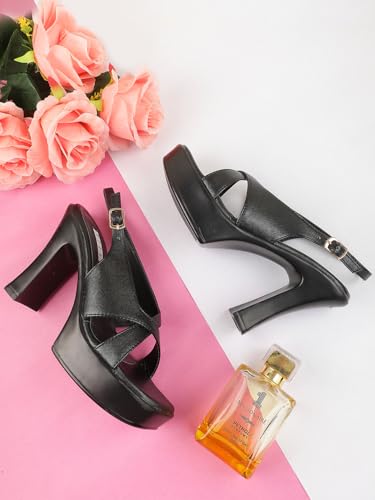 Image of ELLE Women Classic Platform Heel Sandal with Buckle details