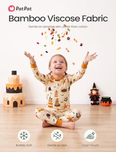 Image of PATPAT Toddler & Kids Pajama Sets with Bamboo Viscose, Snug Fit Pjs for Girls, All-Season Comfort Sleepwear, Ages 2-12 Years