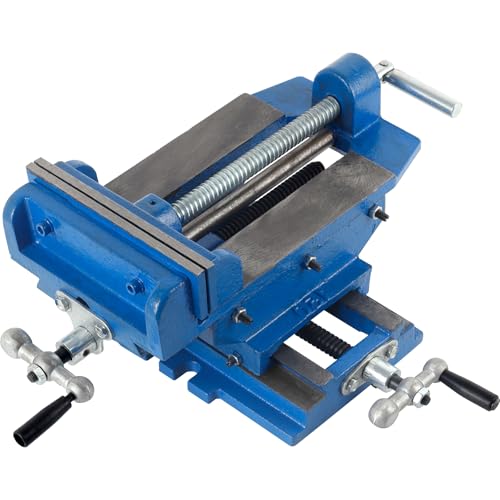 Cross Slide Drill Press Vise 6 INCH Jaw Width, Heavy-Duty Metal Milling 2 Way X-Y Axis Bench Vise 9.4' X-Axis Travel 8.0' Y-Axis Travel Industrial Grade Drill Press Vise for Woodworking Clamp Machine