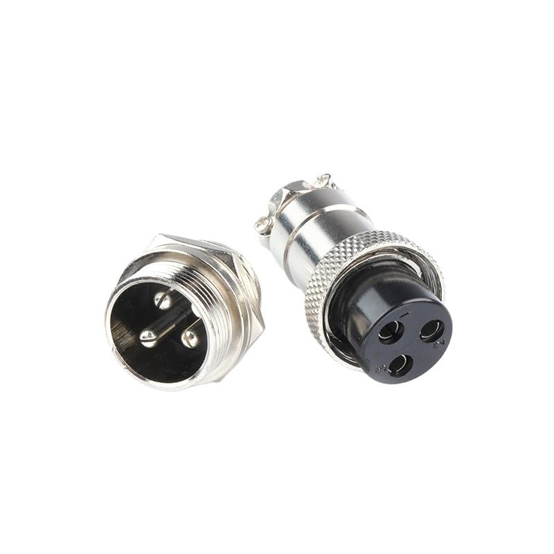 Set conector aviación GX20 6 pines metálico miniatura 3
