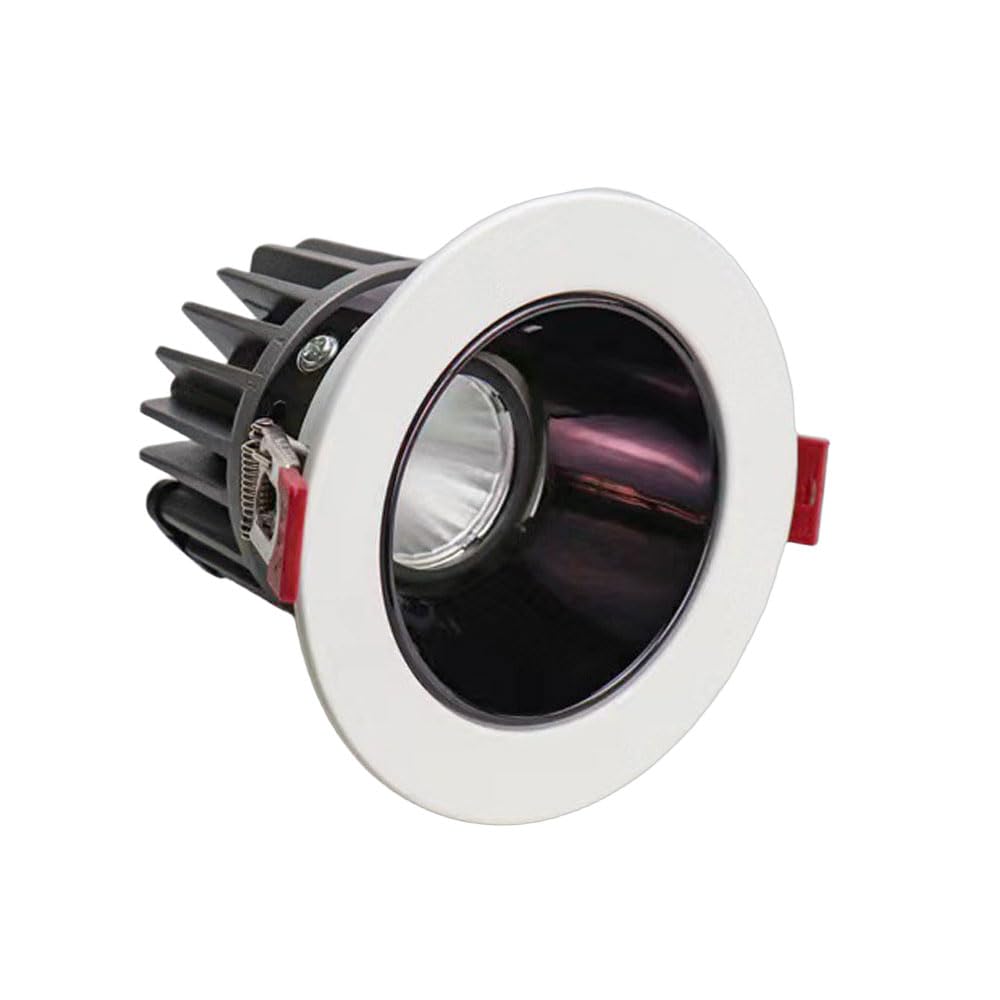 JKJZSALJ 3.9 In. Recessed Anti-Glare Led - 30° Adjustable Angle,Cri 98,3 Color Temperature Dimmable 3000K/4000K/6000K,Round Black/White Trim,Round Led Can Lights,Black-12W