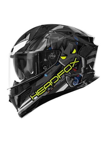 Image of HEADFOX N2F Shady Full Face Bluetooth Helmet for Bike | Waterproof Smart Helmet for Men & Women | ISI Certified | Built-in Bluetooth & LED Lights | Matte & Gloss Finish