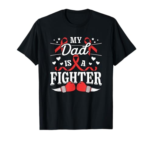 Dad Is A Fighter Blood Cancer Ribbon Blood Cancer Awareness T-Shirt