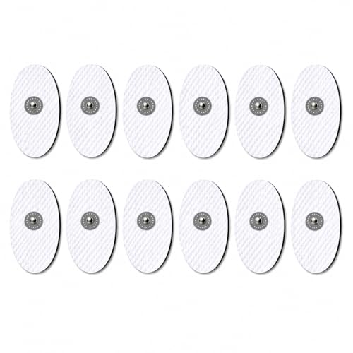 Image of AGAM Digital Therapy Machine Electrodes (Oval Shape) - Strong Adhesive Gel, Universal Replacement Pads for Muscle Pain Relief, Reusable TENS Unit Electrode Pads (Pack-12)