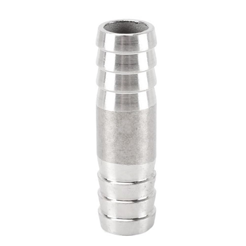 Yjqhody One Color Pagoda Joint Hose Barb Connector, 304 Stainless Steel Double Barbed 2 Way Equals Straight Pipe Fitting 1Piece(15Mm)